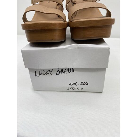 Lucky Brand Marselina Brown Leather Platform Sandal Size 7.5 - Picture 2 of 10